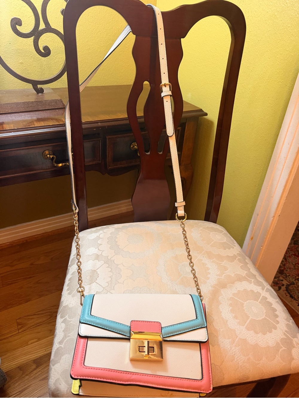 NWT Aldo Colorblock Crossbody Shoulder Bag in Cream, Pink & Blue